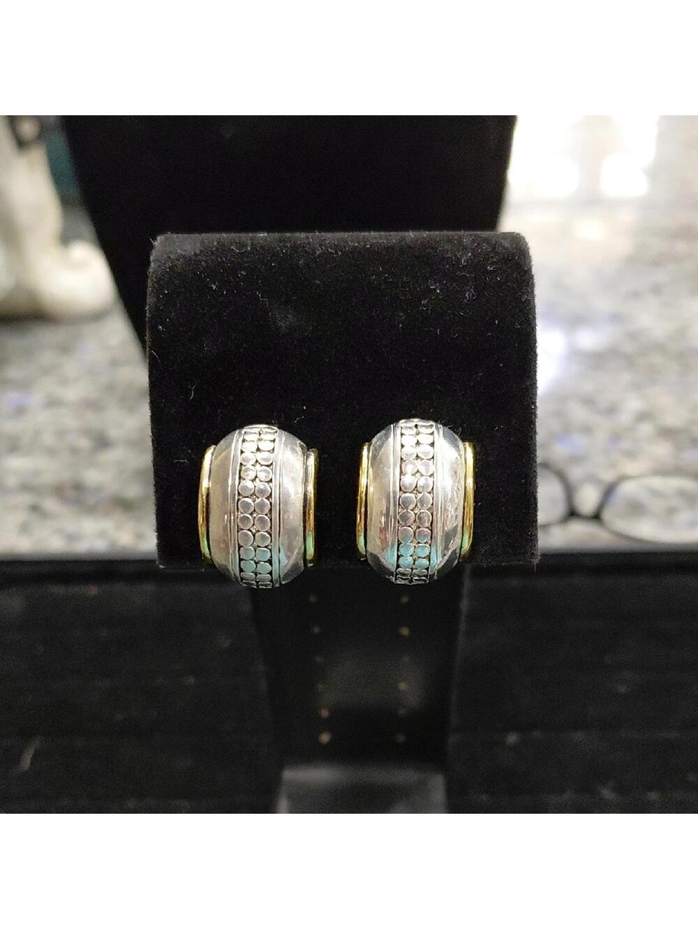 "Brighton" Silver and Gold Tone Earrings.Like new condition. Clip-On Style..